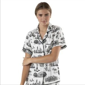 NWT Katie Kime NEW YORK TOILE PAJAMA Short sleeve top only 2X